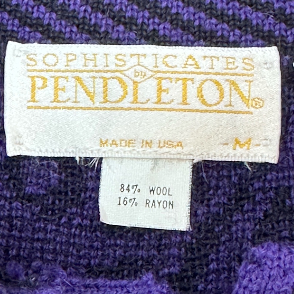 Pendleton Wool Blend Deep Purple Floral Pattern Button Sweater Cardigan M - Picture 5 of 10